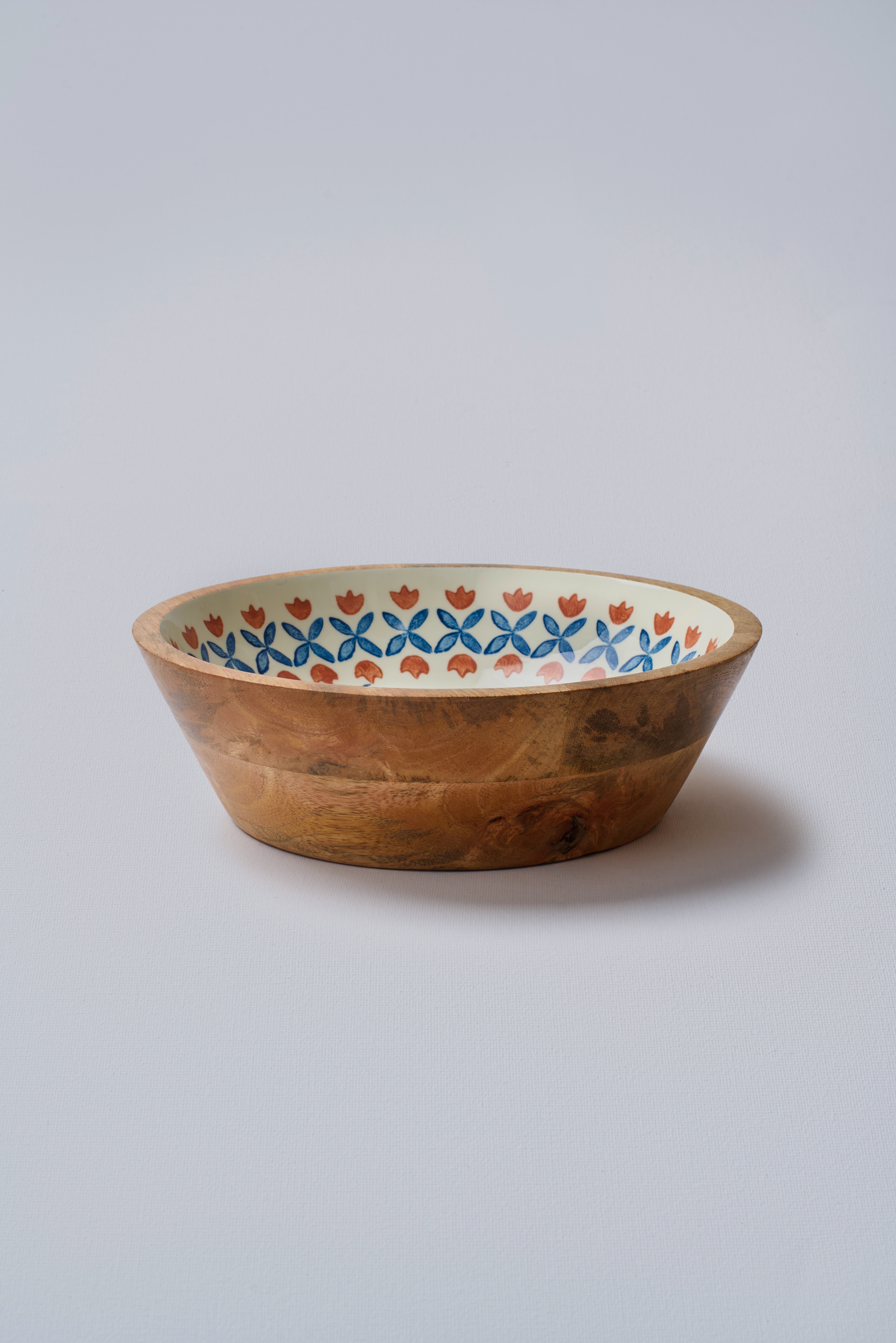 Retro Floral Wooden Bowl