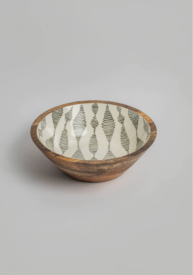 Kiwi Waves Wooden Bowl - Medium