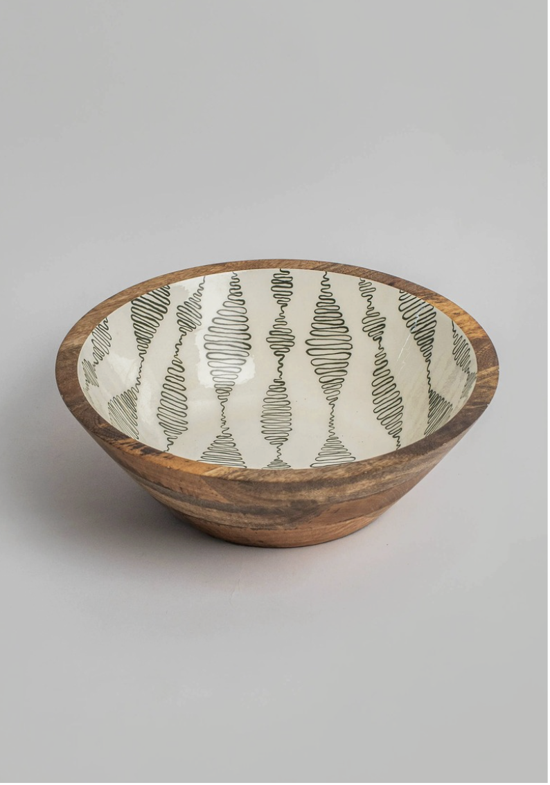 Kiwi Waves Wooden Bowl - Large
